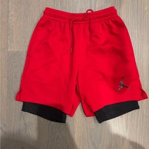 Nike Jordan Red and Black Athletic Shorts with Compression Liner
